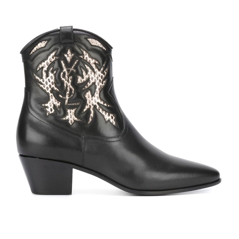 New Saint Laurent YSL Rock 40 Cowboy Western Boots